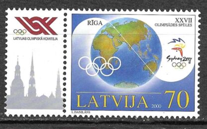 Timbre de Lettonie N°501 neuf** avec vignette gauche